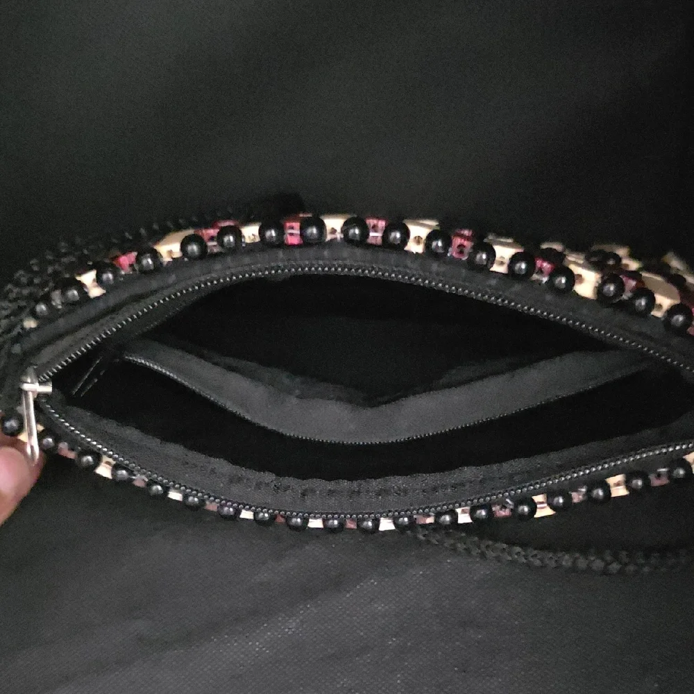 African Wooden Square Crossbody Purse in Natural and Burgundy - Picture 7 of 9